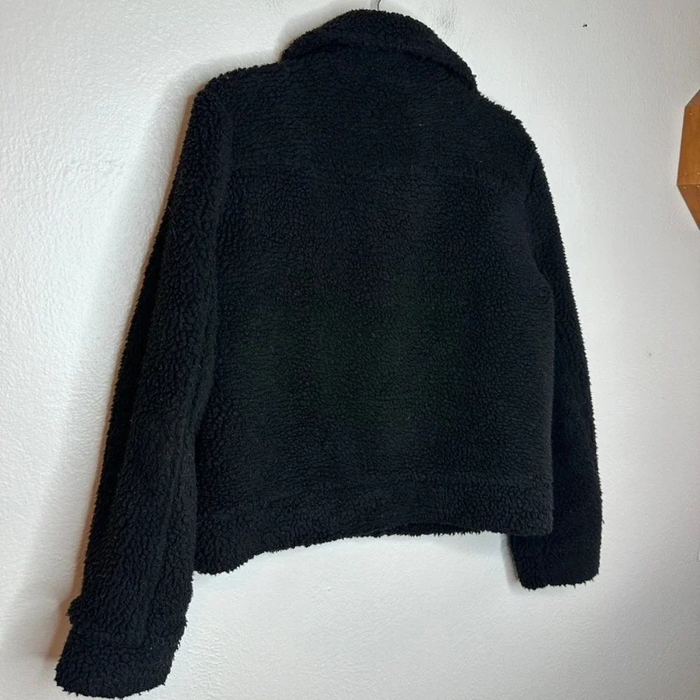 Vero Moda Black Teddy Fleece Button Up Jacket Sherpa Lined Women's Medium - Picture 4 of 6